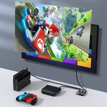 Adaptor 3 x HDMI Baseus Matrix Splitter, CAHUB-BC0G - Gri - Img 4