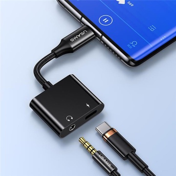 Adaptor audio Jack incarcare tip C PD60W Usams AU15, US-SJ598 - Negru - Img 2