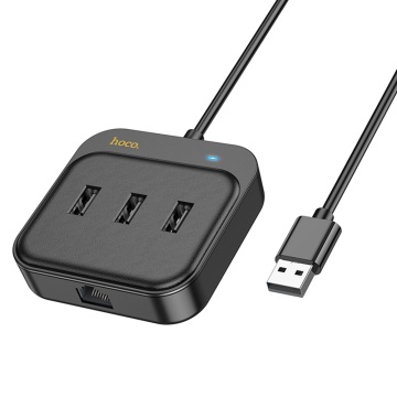 Adaptor multiport RJ45 USB Hoco HB35, 1.2m - Negru - Img 4