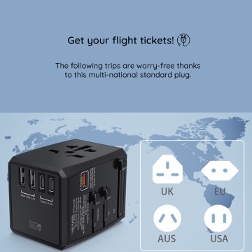 Adaptor priza universal PD65W, 2xUSB, 3xType-C Techsuit, HHT906 - Negru - Img 3