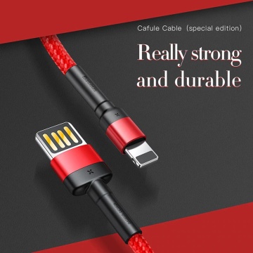 Cablu date Lightning Baseus, 480Mbps, 2.4A, 1m, CALKLF-G91 - Rosu/Negru - Img 5