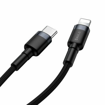 Cablu date Type-C, Lightning Baseus, 18W, 1m, CATLKLF-G1 - Negru/Gri - Img 2
