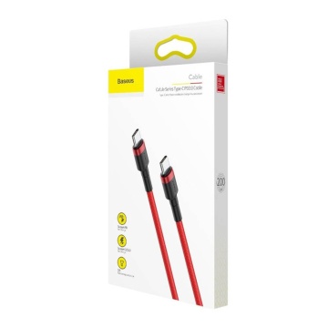 Cablu de date Baseus (CATKLF-H09) - Tip-C la Tip-C, incarcare rapida, 60W, 3A, 2m - Rosu / Negru - Img 7