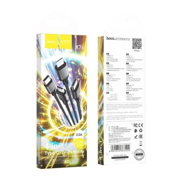 Cablu de date Hoco (X92) - Tip-C la Tip-C, 60W, 3m - Negru - Img 4
