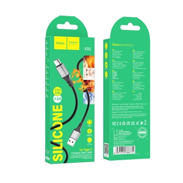 Cablu de date Hoco (X92) - USB la tip C, 3A, 3m - Negru - Img 7