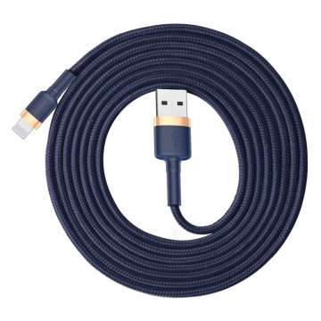 Cablu de date iPhone Baseus, QC3.0, 1.5A, 2m, CALKLF-CV3 - Auriu/Albastru - Img 3