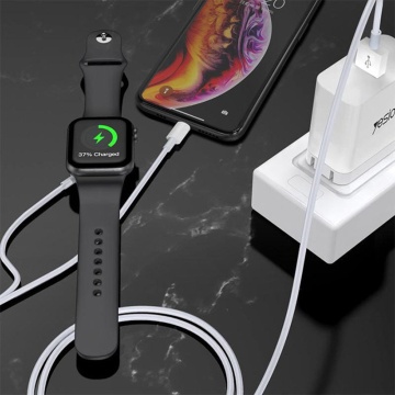 Cablu incarcare Apple Watch wireless, Lightning iPhone Yesido CA70, alb - Img 4