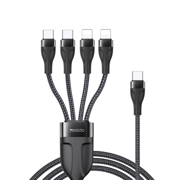 Cablu Type-C la 2xUSB-C, 2xLightning, 1.2m, 4A Yesido CA110 - Img 1