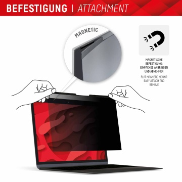 Folie premium Laptop Universala 13.3", 16:10 Displex Laptop Privacy Safe - Negru - Img 2