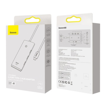 Hub tip C la 4xUSB 3.0, tip C Baseus, 25cm, WKQX030302 - Alb - Img 3