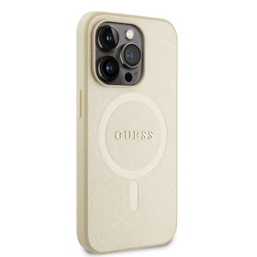 Husa Guess Saffiano MagSafe iPhone 15 Pro GUHMP15LPSAHMCB- Auriu - Img 6