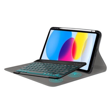 Husa iPad 10 (2022) 10.9 tastatura magnetica wireless RGB/pencil holder, Negru - Img 2