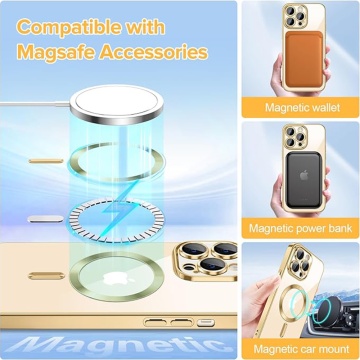 Husa Iphone 14 Pro Techsuit - Luxury Crystal MagSafe, Auriu - Img 3