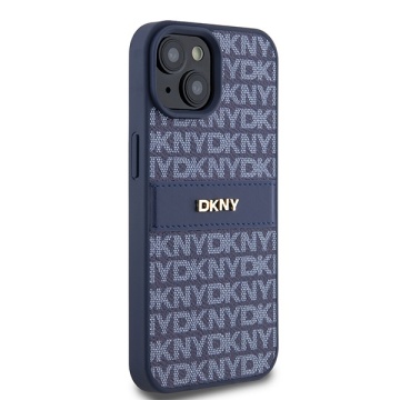 Husa iPhone 15 - DKNY Leather Mono Stripe & Metal Logo (DKHCP15SPRTHSLB) - Blue - Img 2