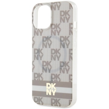 Husa iPhone 15 Plus - DKNY IML Checkered Mono Pattern & Printed Stripes MagSafe (DKHMP15MHCPTSE) - Beige - Img 4