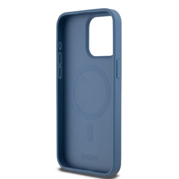 Husa iPhone 15 Pro - DKNY Leather Monogram Pattern Metal Logo MagSafe (DKHMP15LPSHRPSB) - Blue - Img 5
