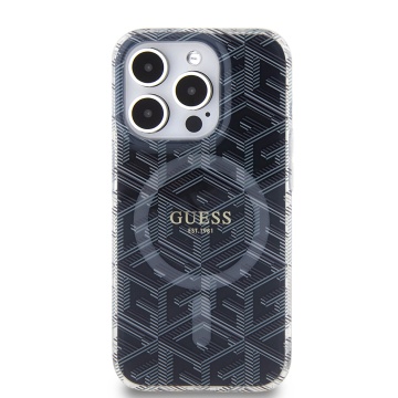 Husa iPhone 15 Pro originala Guess IML GCube MagSafe GUHMP15LHGCUSTGK- Negru - Img 5