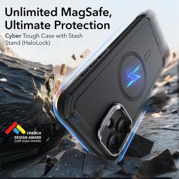 Husa iPhone 16 ESR Cyber Armor Kickstand - Negru - Img 4