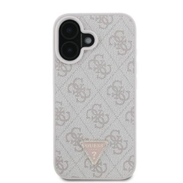 Husa iPhone 16 Plus Guess Leather 4G Triangle Strass - Roz - Img 6