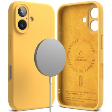 Husa iPhone 16 Plus Ringke Silicone Magnetic MagSafe - Galben - Img 1