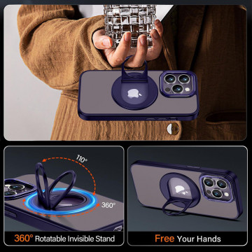 Husa MagSafe iPhone 15 Plus Techsuit Ghost Holder, Albastru Mat - Img 2
