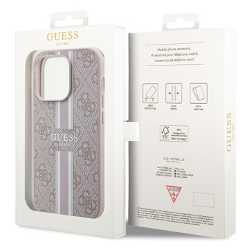Husa originala Guess iPhone 15 Pro Hardcase 4G Printed Stripes MagSaf GUHMP15LP4RPSP- Roz - Img 6