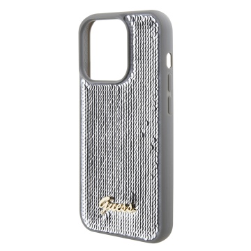 Husa originala Guess iPhone 15 Pro Sequin Script Metal GUHCP15LPSFDGSS- Argintiu - Img 4
