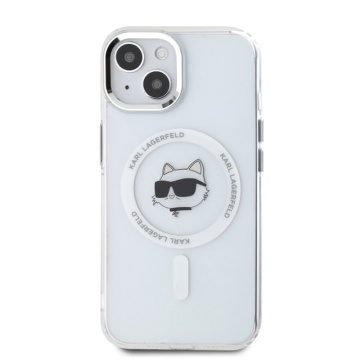 Husa pentru iPhone 15 - Karl Lagerfeld IML MagSafe (KLHMP15SHLSCHH) - White Metal Choupette`s Head - Img 2
