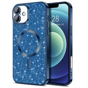 Husa premium iPhone 16 Plus Techsuit Luxury Glitter MagSafe - Albastru - Img 1