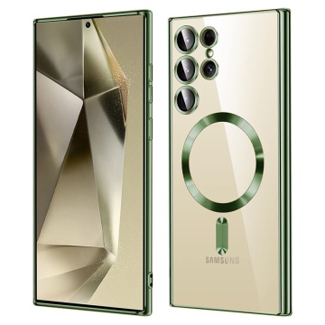 Husa premium Samsung Galaxy S24 Ultra Techsuit Luxury Crystal MagSafe, Verde Inchis - Img 1