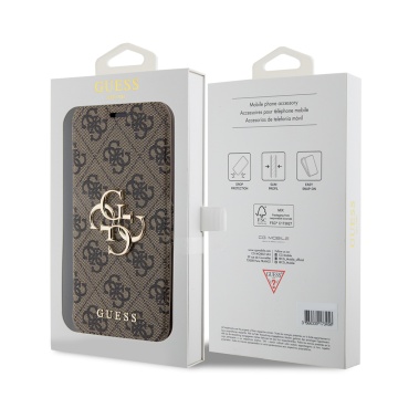 Husa tip carte iPhone 15 Pro Guess Book 4G GUBKP15L4GMGBR - Maro - Img 7