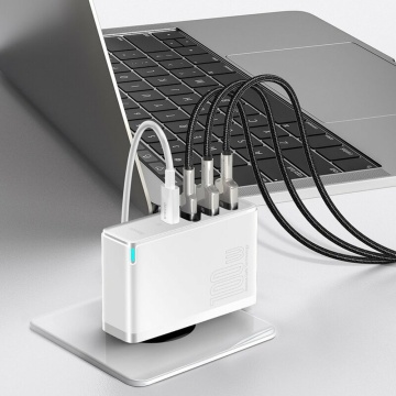 Incarcator 2xUSB QC3.0/2xType-C PD100W + cablu Baseus, CCGAN2P-L02, Alb - Img 5