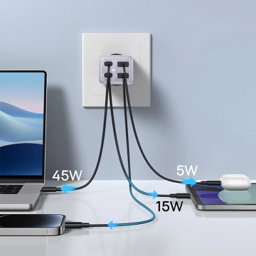 Incarcator de perete Baseus GaN (P10162701533-00) - 2x USB, 2x Type-C, 65W, cu cablu de tip C la Tip-C - violet - Img 5