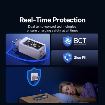 Incarcator de perete Baseus GaN6 Pro (P10162705532-00) - 2x USB, 2x Type-C, 100W, cu cablu Tip-C, 100W, 20V, 5A, 1m - Violet - Img 7