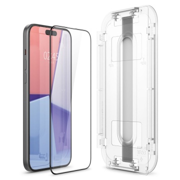 [Pachet 2x] Folie iPhone 15 Plus Spigen Glas.tR EZ Fit, Black - Img 2