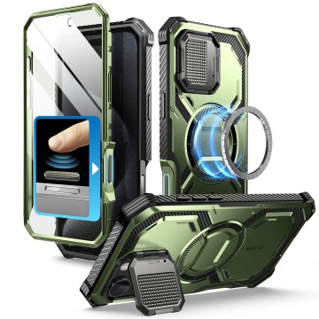 [Pachet 360°] Husa + folie iPhone 16 Pro I-Blason Armorbox - Verde - Img 1