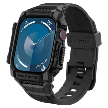 [Pachet husa + curea] Apple Watch 10 42mm Spigen Rugged Armor Pro - Negru - Img 1