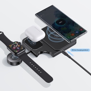 Statie de incarcare 3 in 1 - iPhone, iWatch, AirPods, 15W, 3A - Usams, Negru - Img 4