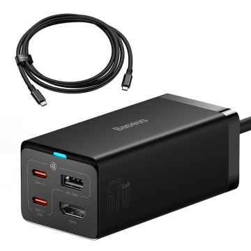 Statie de incarcare Baseus GaN5 Pro (CCGP110201) - HDMI 4K, 2xType-C, USB, 67W, 1.5m, cablu tip C, 100W, 40Gbps, 1m - Negr - Img 3