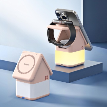 Statie de incarcare Duzzona (W20) - pentru iPhone, Apple Watch și AirPods, 15 W, cu lumină LED - roz - Img 4
