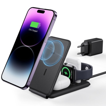 Statie incarcare 3in1 Apple MFi Watch, AirPods, iPhone wireless ESR, Alb - Img 1