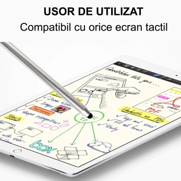 Stylus pen Techsuit, 2in1 universal, Android, iOS, aluminiu, JC01 - Alb - Img 7