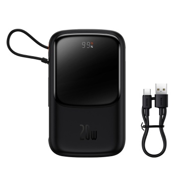 Acumulator Extern 2x Lightning, Type-C, USB, 20W, 10000mAh + Cablu Type-C, 3A - Baseus Qpow Pro (PPQD020001) - Black - Img 5