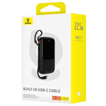Acumulator Extern Lightning, 2x Type-C, USB, 22.5W, 10000mAh + Cablu Type-C - Baseus Qpow Pro+ (P10067101113-00) - Black - Img 7