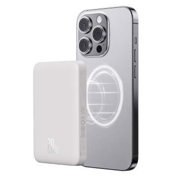 Acumulator Extern Type-C, Incarcare Wireless, 20W, 10000mAh + Cablu Type-C, 30cm - Baseus Mini Air (P10059001223-00) - White - Img 6