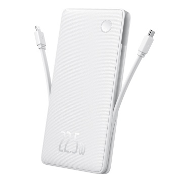 Acumulator Extern USB, Type-C, Cablu Dual USB-C, Lightning, 22.5W, 10000mAh - Baseus Airpow Air Lite (P10067501213-00) - White - Img 1
