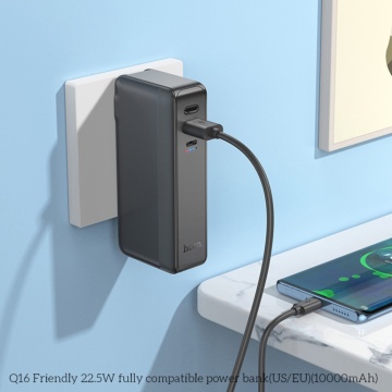 Baterie Externa Hoco - cu priza US / UE (Q16) - USB, Type-C, 22,5 W, 10000 mAh - Negru - Img 6