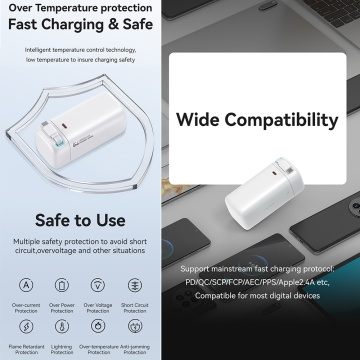 Baterie Externa Usams - seria XMF (US-CD216) - GaN USB-C PD45W de incarcare rapida cu cablu retractabil de tip C, 80 cm - negru - Img 3