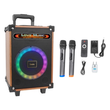 Boxa karaoke cu 2 microfoane Hoco HA2, cu lumini RGB, TWS - Img 6