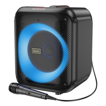 Boxa karaoke cu microfon portabila Bluetooth RGB Hoco HA1 - Negru - Img 3